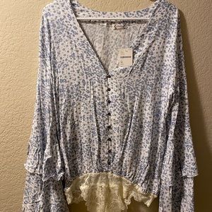 NWT Free People long sleeve floral bodysuit sz Medium
